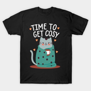 Time to get cosy - cute cat blanket coffee T-Shirt